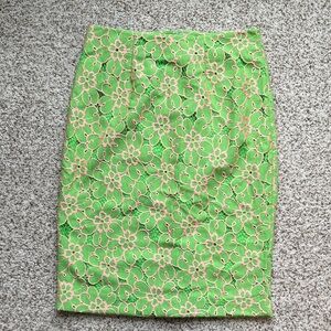 Lilly Pulitzer Green and Pink Floral Pencil Skirt